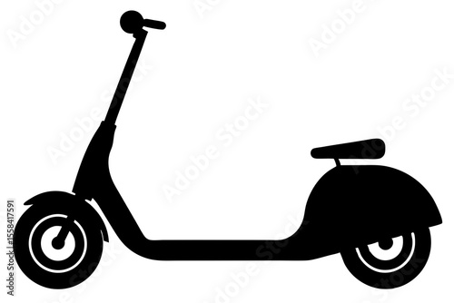 Black Silhouette Electric Scooter Icon, Side View