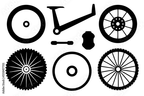 Bicycle Parts Silhouettes Wheels, Frame, and More