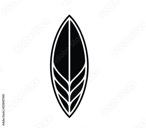 Surfboard icon silhouette, surfboard symbol