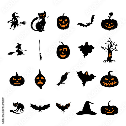 halloween icons set