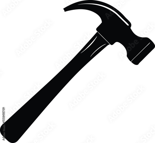 Vector art of simple black silhouette of a hammer isolated on white background