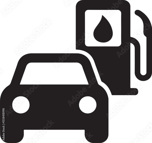 Silhouette icon of car with fuel symbol representing transport allowance, mileage benefits, or commuting support.