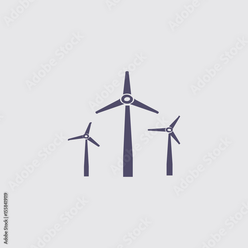 Wind Turbines Energy: Three wind turbines stand tall against a muted background, symbolizing clean energy and sustainable power generation. 