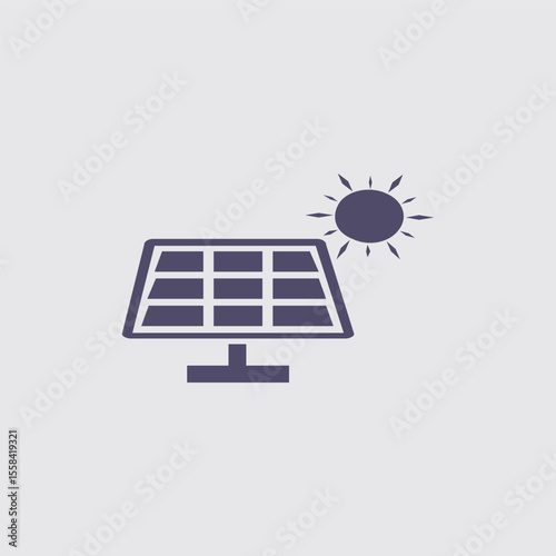 Solar Panel & Sun: A minimalist illustration of a solar panel absorbing energy from the sun, highlighting clean energy and environmental sustainability.