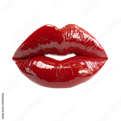 Closeup of glossy red lips on black background a sensual image