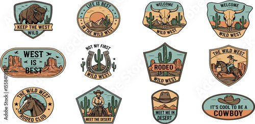 Set of vector western inspired badge designs