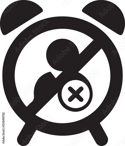 Silhouette icon of alarm clock off symbolizing unlimited leave policy, flexible time off, and employee freedom.