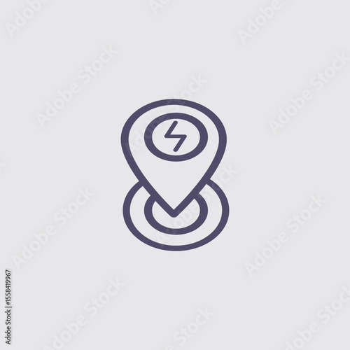 Electric Charging Station Icon: The image showcases an electric charging station icon, indicating a location. It's a simple yet effective representation for navigation or map applications.