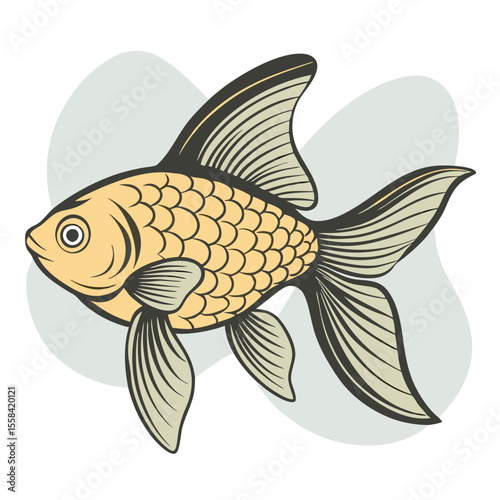  Goldfish vector silhouette illustration, isolated white background