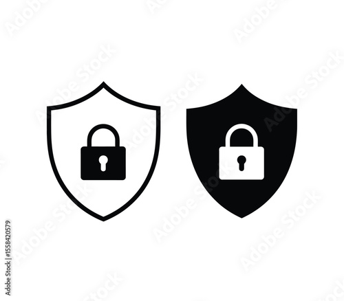 Security icon set, security icon with shield and lock sign