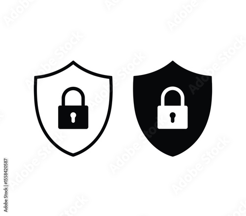 Security icon set, security icon with shield and lock sign