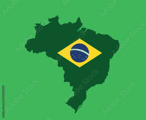 South America - Brazil Country Map with Flag Colors