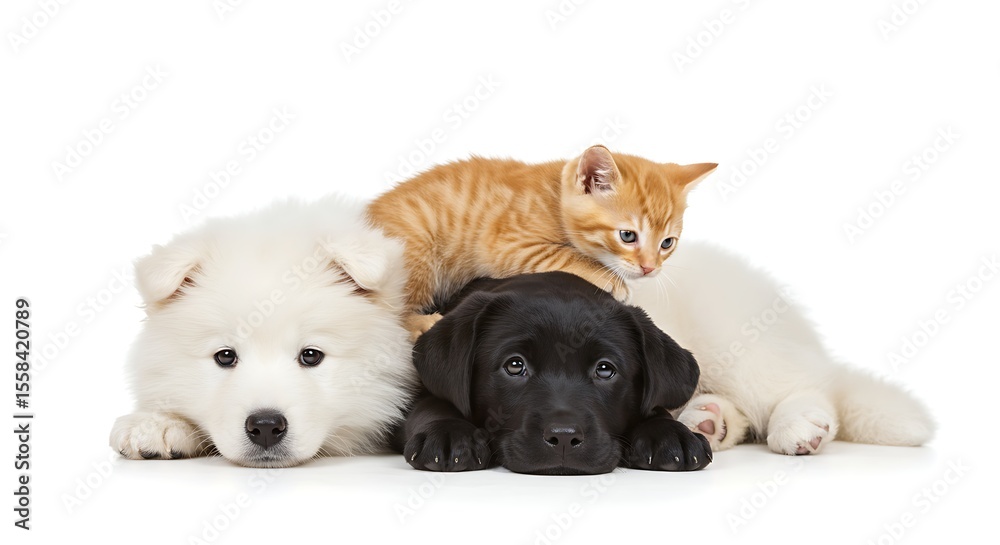 Adorable Puppy and Kitten Friends Adorable Puppy and Kitten Friends