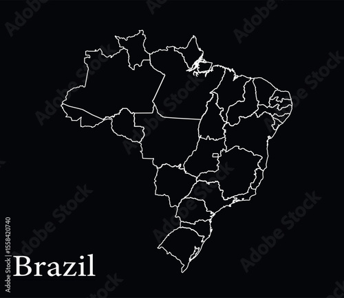 "Vector Map of Brazil with State Boundaries - Editable Geographic Illustration"