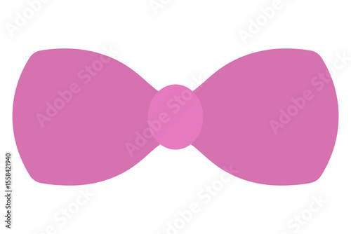 Pink bow. Color vector illustration. Cute bow tie. Isolated white background. Flat style. Idea for web design.