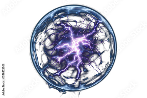 Plasma energy sphere with electric lightning bolts