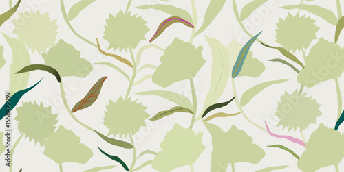 Beautiful watercolor style flowers pattern. Botanical contemporary seamless pattern. Hand drawn unique print.