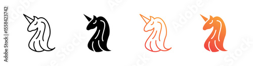 Unicorn Multiple Style Icon Set 