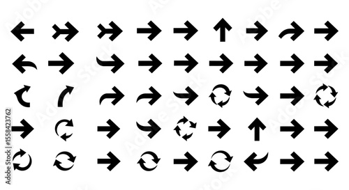 Collection of black arrow symbols indicating various directions and movements
