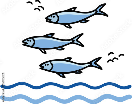 herring-small-group--swimming--top--leaping.eps