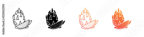 Dragon Fruit Multiple Style Icon Set 