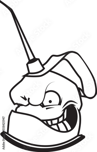 Cartoon character with mischievous expression holding a gas pump  