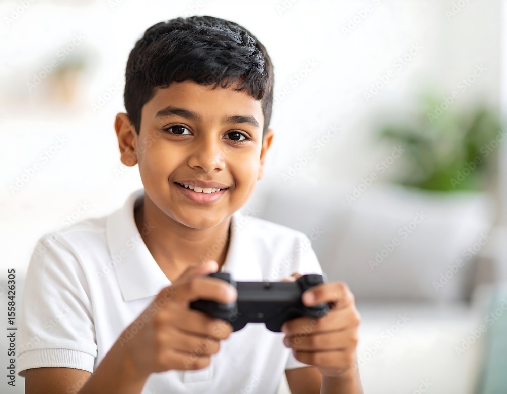 Boy playing video game Boy playing video game
