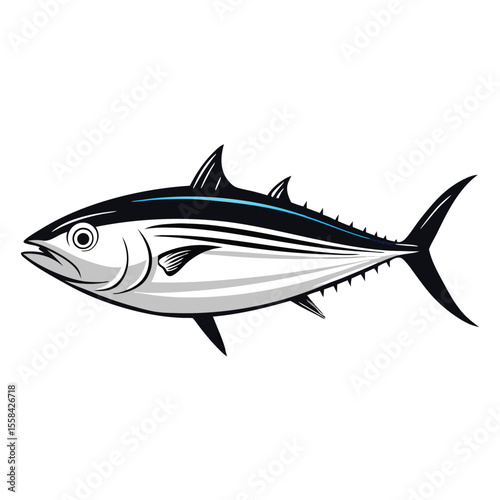 tuna fish vector silhouette, vector clipart, black color silhouette