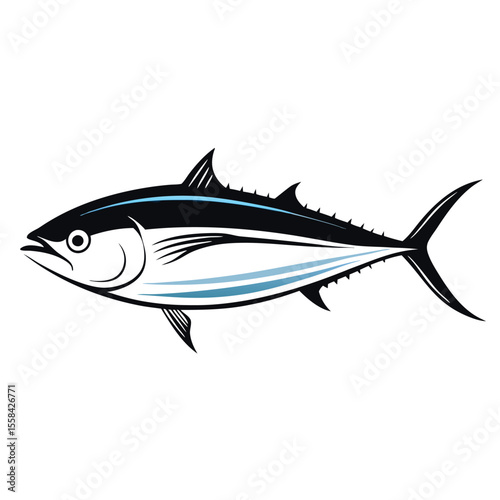 tuna fish vector silhouette, vector clipart, black color silhouette