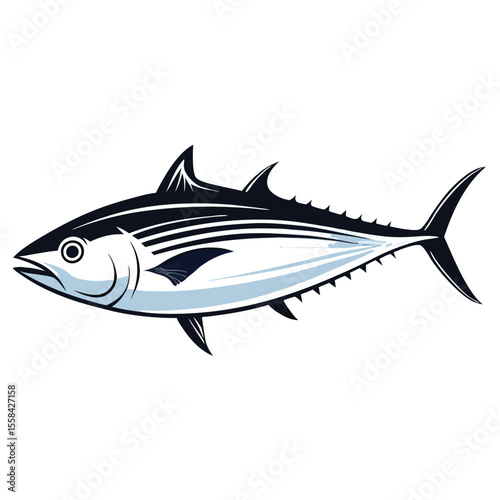 tuna fish vector silhouette, vector clipart, black color silhouette