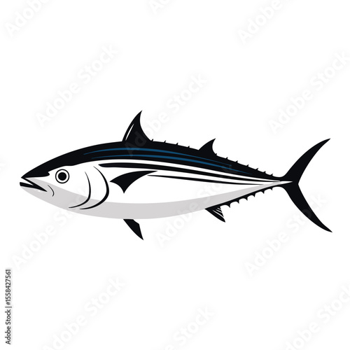 tuna fish vector silhouette, vector clipart, black color silhouette