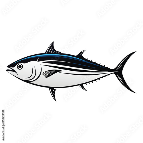 tuna fish vector silhouette, vector clipart, black color silhouette