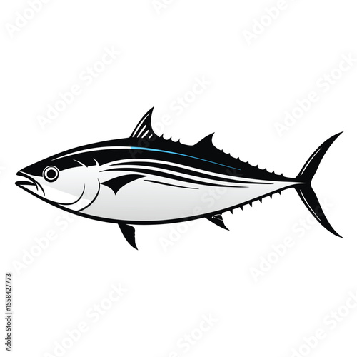 tuna fish vector silhouette, vector clipart, black color silhouette