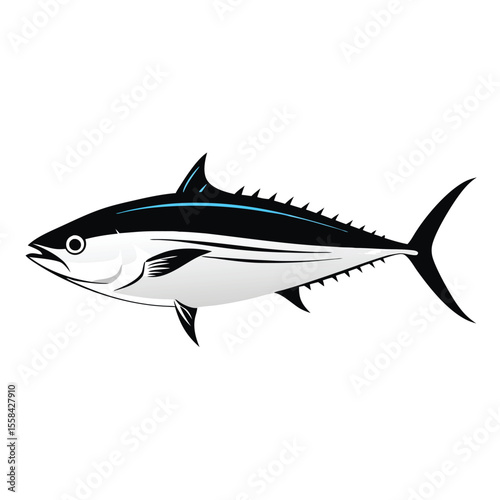 tuna fish vector silhouette, vector clipart, black color silhouette