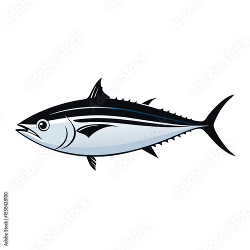 tuna fish vector silhouette, vector clipart, black color silhouette