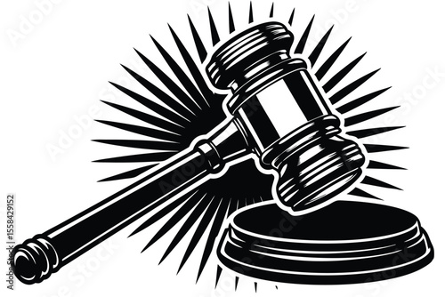 Gavel Illustration Symbol of Justice, Law, and Order