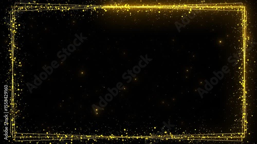 Wallpaper Mural Glitter frame border Holiday Background Golden frame with bright sparkles copy space background. Celebration gold glitter. Shiny dust. Falling sparkling glittering border, Mockup, holiday decoration Torontodigital.ca
