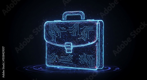 Digital briefcase futuristic technology business concept design