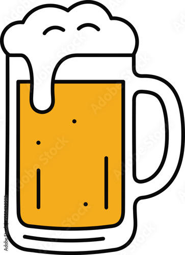 A frothy beer mug, golden liquid, full glass, refreshing beverage.