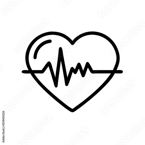 heartbeat line art black vector icon