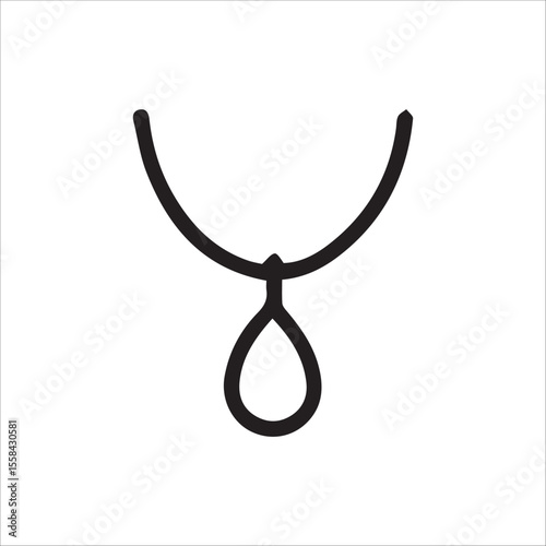 Minimalist Black and White Necklace Icon with a Sleek Teardrop Shaped Charm
