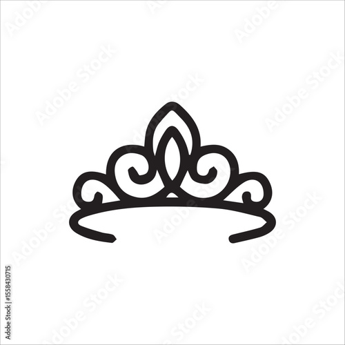 Elegant Minimalist Black Tiara Icon for Royal Themes and Princess Designs