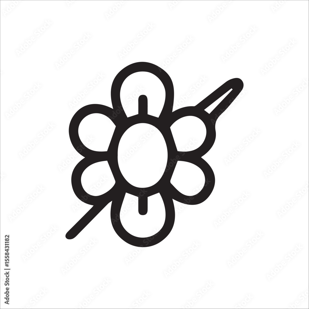 Obraz premium Simple black line art flower icon representing nature and growth concept