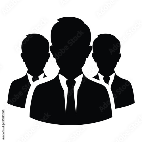 Business professionals silhouette team wearing formal suits in vector style