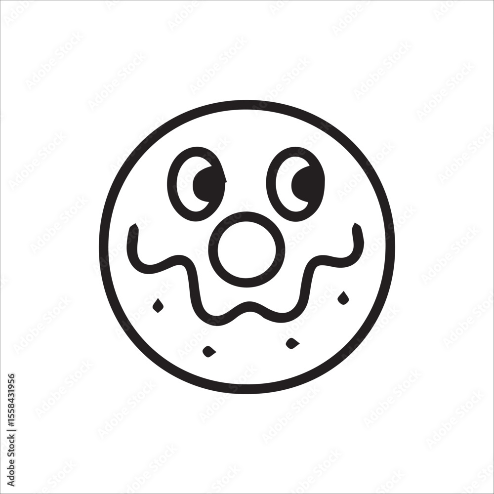 Fototapeta premium A cheerful cartoon donut icon with a friendly smiling face perfect for sweet designs