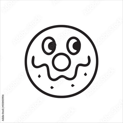 A cheerful cartoon donut icon with a friendly smiling face perfect for sweet designs