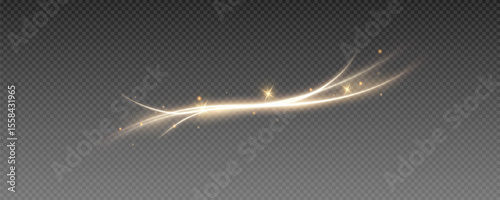 Gold, gold light, wave, wavy, swirl, ray, and effect form elegant PNG visuals. Isolated white transparent style with PNG to create abstract flow and glowing energy in your designs.