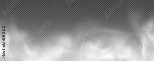 Fog or smoke, realistic white cloud, smoke from fire, smoke from work, steam, vector png.	
