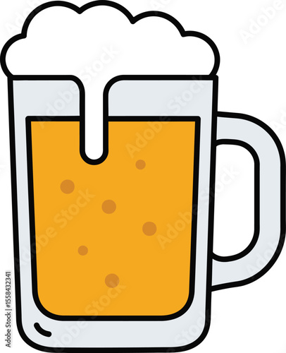 A simple, outlined illustration of a glass of beer with foam.