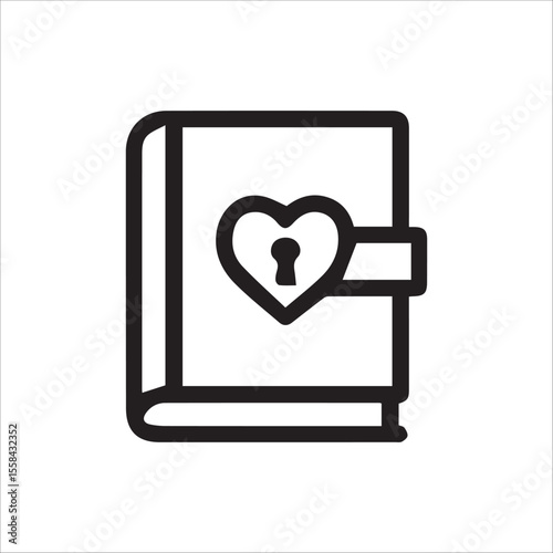 A captivating icon of a personal diary secured with a loving heart lock symbolising hidden thoughts and cherished memories